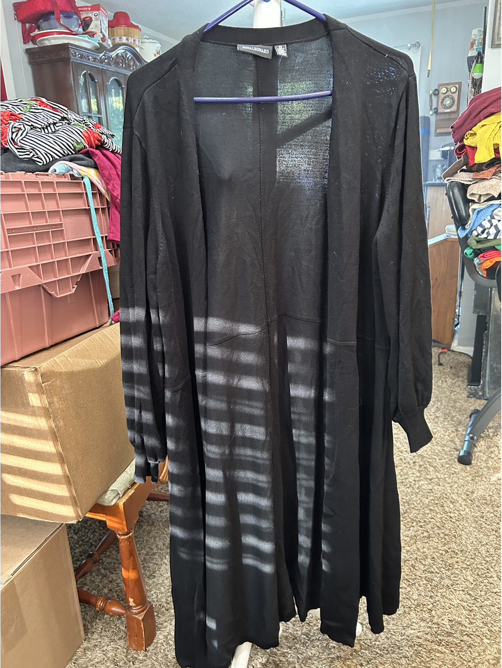 Nina Leonard Black Rayon Blend Long Sweater Dress Size 2X